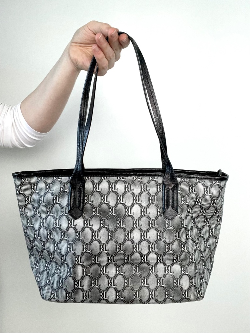 Ralph Lauren Blackwell Check Leather Tote